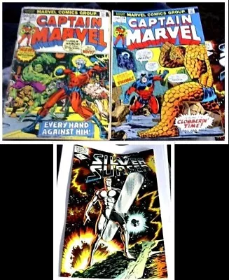 Buy CAPTAIN MARVEL #25+26 (1973) 2nd App.of Thanos+SILVER SURFER #1 Oneshot (1982) C • 69.99£