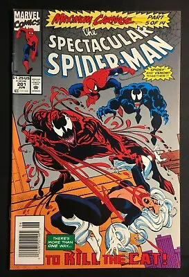 Buy Spectacular Spider-man 201 NEWSTAND Variant MAXIMUM CARNAGE Pt 5 Venom V 1 • 15.93£