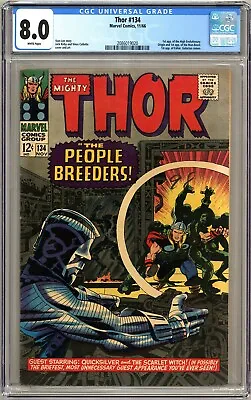 Buy Thor #134 Cgc 8.0 1st High Evolutionary White Pages Marvel Comics 1966 • 360.27£