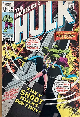 Buy INCREDIBLE HULK #142 Aug 1971 2nd Valkyrie App They Shoot Hulks Don’t They ? • 49.99£