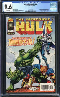 Buy Incredible Hulk #449 Cgc 9.6 White Pages// 1st Appearance Thunderbolts 1997 • 99.94£