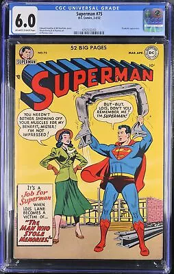 Buy Superman #75 CGC FN 6.0 Off White To White Prankster Appearance! DC Comics 1952 • 599.66£