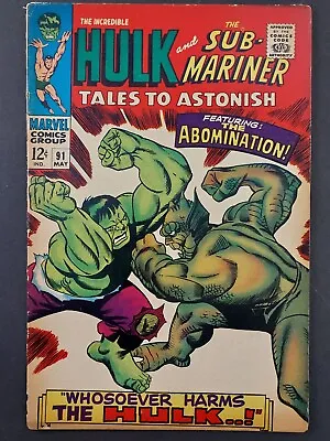 Buy Tales To Astonish #91 - Marvel Comics 1967 - Hulk  Namor - 1st Abomination Cover • 14.22£