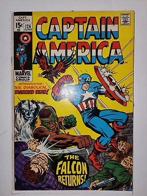 Buy Captain America #126:  1st Diamond Head ,The Falcon Returns Marvel (VF-) • 43.93£