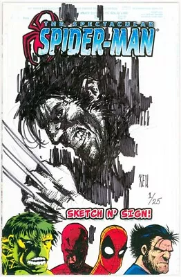 Buy Spectacular Spider-man #1 Jay Company Signed Keu Cha Wolverine Sketch Coa #1 Oa • 99.95£