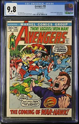 Buy Avengers #98 CGC NM/M 9.8 Captain America! Thor! Iron Man! War-Hawk! Marvel 1972 • 366.98£
