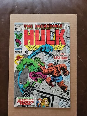Buy Incredible Hulk #122 FN- Iconic Thing Vs Hulk Battle Herb Trimpe Cvr Marvel 1969 • 37.55£