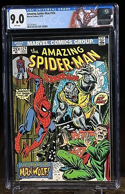 Buy AMAZING SPIDER-MAN #124 Sep 1973 CGC 9.0 1st Appearance Of MAN-WOLF Key Issue • 276.71£
