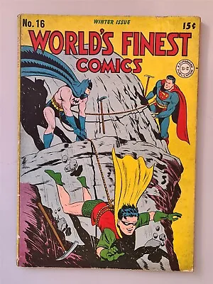 Buy World's Finest Comics #16 Vg+ (4.5) Dc December 1944 Batman Superman Robin ** • 329.99£