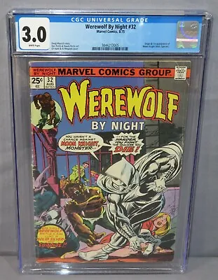 Buy WEREWOLF BY NIGHT #32 (Moon Knight 1st App) CGC 3.0 GD/VG Marvel Comics 1975 • 400.30£