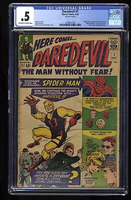 Buy Daredevil #1 CGC P 0.5 Off White To White Origin And 1st Appearance! Marvel 1964 • 934.64£