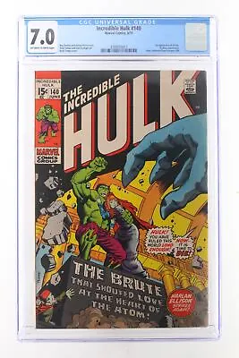 Buy Incredible Hulk #140 - Marvel Comics 1971 CGC 7.0 1st Appearance Of Jarella. Psy • 39.41£