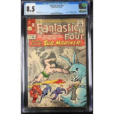 Buy Fantastic Four #33 1964 CGC 8.5 Featuring Sub-Mariner First Appearance Of Attuma • 719.83£