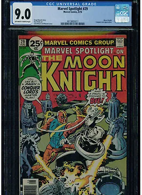 Buy Marvel Spotlight #29 Cgc 9.0 2nd Solo Moonknigh 1976 Jack Kirby Owtw Pages Blue • 70.79£