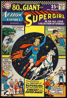 Buy Action Comics #334 1966 Vf- 7.5 80 Page Giant Origin Supergirl, Comet, Streaky • 35.57£
