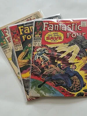 Buy Fantastic Four 62,63, 64 Lot Silver Age Superhero Vintage Marvel Comic 1967  • 80.35£
