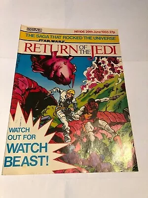 Buy STAR WARS RETURN OF THE JEDI #106 29th June 1985 Marvel Comic Weekly Magazine  • 2.89£