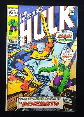 Buy 🔑 The Incredible Hulk #136 1st App. Klaatu, Xerox & Behemoth, VG/FN (5.0) • 16.09£