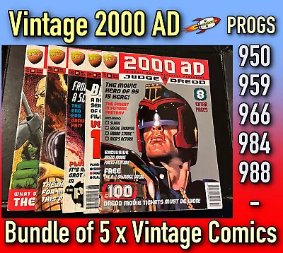 Buy 2000 AD 5 X Comic Bundle: Progs 950 959 966 984 & 988 Vintage Used 1990s #7AD1 • 4.99£