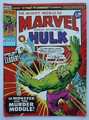 Buy Mighty World Of Marvel #80 - Hulk - Marvel UK Comic - 13 April 1974 FN 6.0 • 5.25£