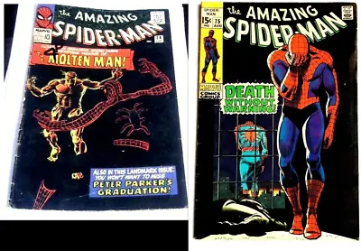 Buy AMAZING SPIDERMAN #28+75 (1965/1969) Marvel Comic 1st Molten Man/John Romita • 139£