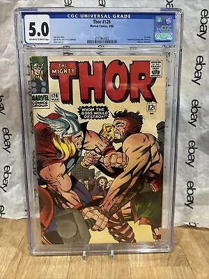 Buy THOR #126 CGC 5.0 OW/WP 1966 Marvel (1st Issue In Title) (Hercules Vs Thor) • 197.09£