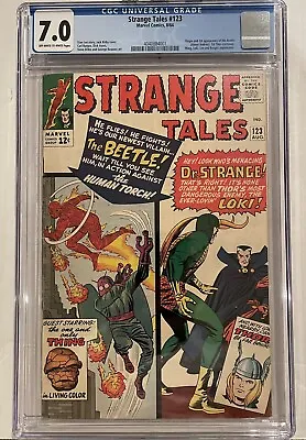Buy Strange Tales #123 (1964) CGC 7.0 Loki Cover! Origin And 1st App Of The Beetle • 197.89£