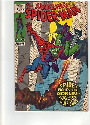 Buy Amazing Spider-Man # 97 = Marvel 1971=No Code Drug Issue= Green Goblin=F+ • 75.11£