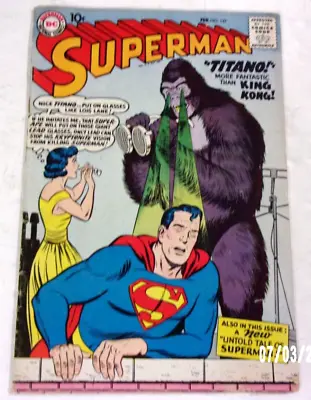 Buy Superman 1959 #127 G/vg 1st Titano Super Ape G/vg Front Cover Looks Vg+ • 55.41£