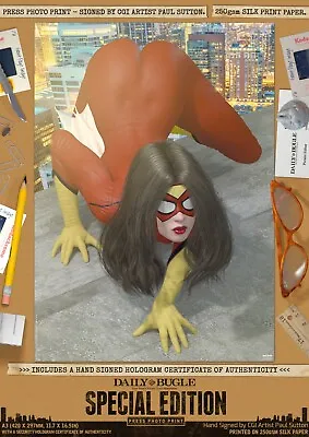 Buy Spider-Woman SEXY Jessica Drew Banned Comic Cover MARVEL Signed A3 Print • 19£
