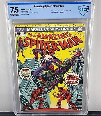Buy Amazing Spider-Man #136 CBCS 7.5! 1st Harry Osborn Green Goblin! 1974! Not CGC! • 102.77£