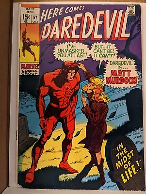 Buy DAREDEVIL #57 / 1969 MARVEL - Mid-grade With A Snip Corner. Daredevil Unmasked • 9.43£