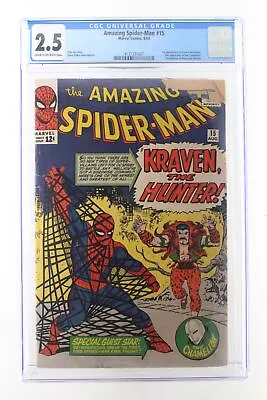 Buy Amazing Spider-Man #15 - Marvel Comics 1964 CGC 2.5 1st Appearance Of Kraven The • 417.42£