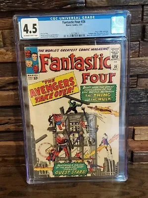 Buy Fantastic Four #26 CGC 4.5 Thing Vs Hulk Conclusion Marvel 1964 • 191.88£