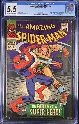 Buy Amazing Spider-Man #42 Marvel Comics, 11/66 CGC 5.5 • 154.17£