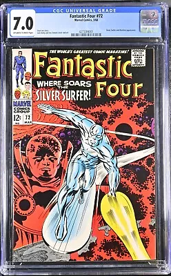 Buy FANTASTIC FOUR #72 ~ CGC 7.0 ~ Silver Surfer, Watcher Classic Kirby 1968 Marvel • 239.38£