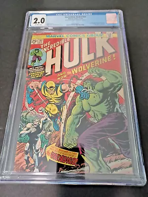 Buy Incredible Hulk #181 - 1st Full Appearance Wolverine - MVS Missing - CGC 2.0 • 1,976.52£