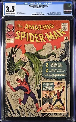 Buy Amazing Spider-man #2 Cgc 3.5 Marvel Coimics 5/63 1st Vulture Stan Lee Ditko • 1,581.21£