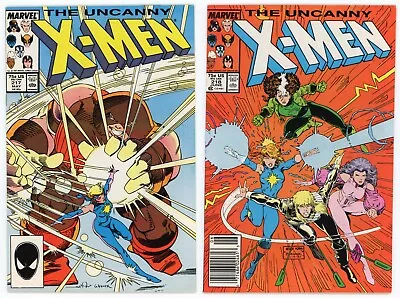 Buy Uncanny X-Men #217 & #218 (NM) NEWSSTAND 2-Part Rogue Hero's Journey Story 1987 • 15.01£