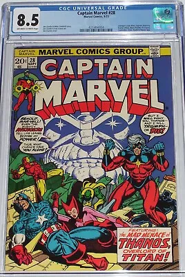 Buy Captain Marvel #28 CGC 8.5 From Sept 1973 Thanos, Avengers, Controller & Drax • 114.32£