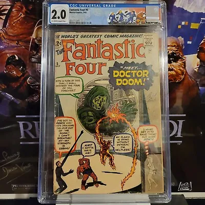 Buy Fantastic Four #5 - Marvel Comics 1962 CGC 2.0 Origin And 1st App Of Dr. Doom • 4,445£