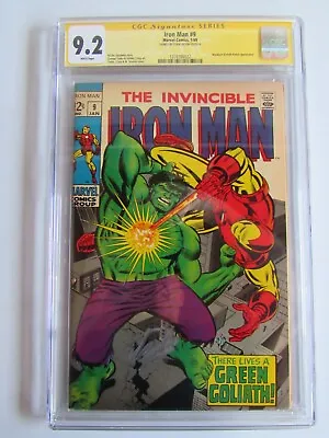 Buy Iron Man 9 CGC 9.2 WP SS Signed By Stan Lee Mandarin Hulk Robot 1969 • 708.79£