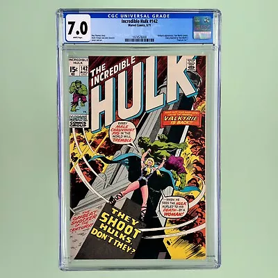 Buy Incredible Hulk #142 (CGC 7.0) 1971, White Pages, Valkyrie Appearance • 63.25£