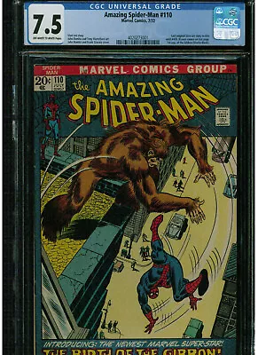 Buy Amazing Spider-man #110 Cgc 7.5 1972 1st Appearance Of Gibbon Stan Lee Last Orig • 98.59£
