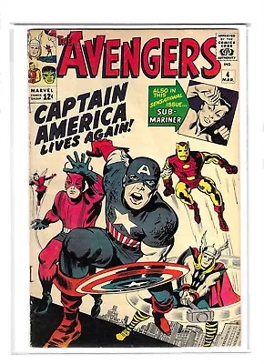 Buy Avengers # 4 Fine Q (1st Silver Age Captain America) Nice Clean Cents Copy • 2,195£