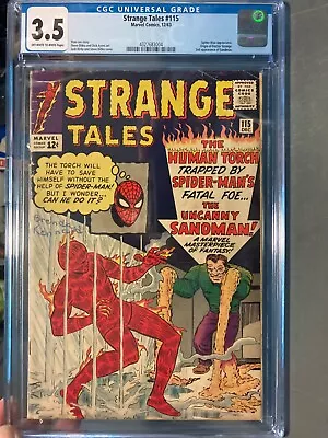 Buy Strange Tales   #115   CGC 3.5  Origin Of Doctor Strange, SpiderMan Appears 1963 • 157.69£