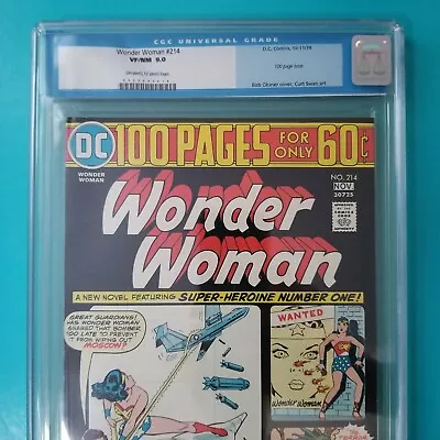 Buy Wonder Woman #214 CGC 9.0 VF/NM 1974 OW/W 100 Page Book • 189.97£