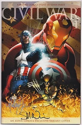 Buy Civil War #1 Aspen Variant Signed Michael Turner & Mcniven Wizard Coa Marvel • 89.95£