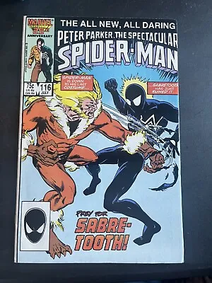 Buy Spectacular Spider-Man #116 Marvel 1986 Sabretooth 1st Appearance The Foreigner • 7.90£
