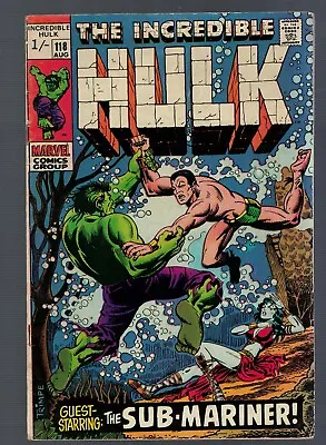 Buy Marvel Comics Hulk 118 FN- 5.5  1969 Avengers Battles Sub Mariner • 24.99£